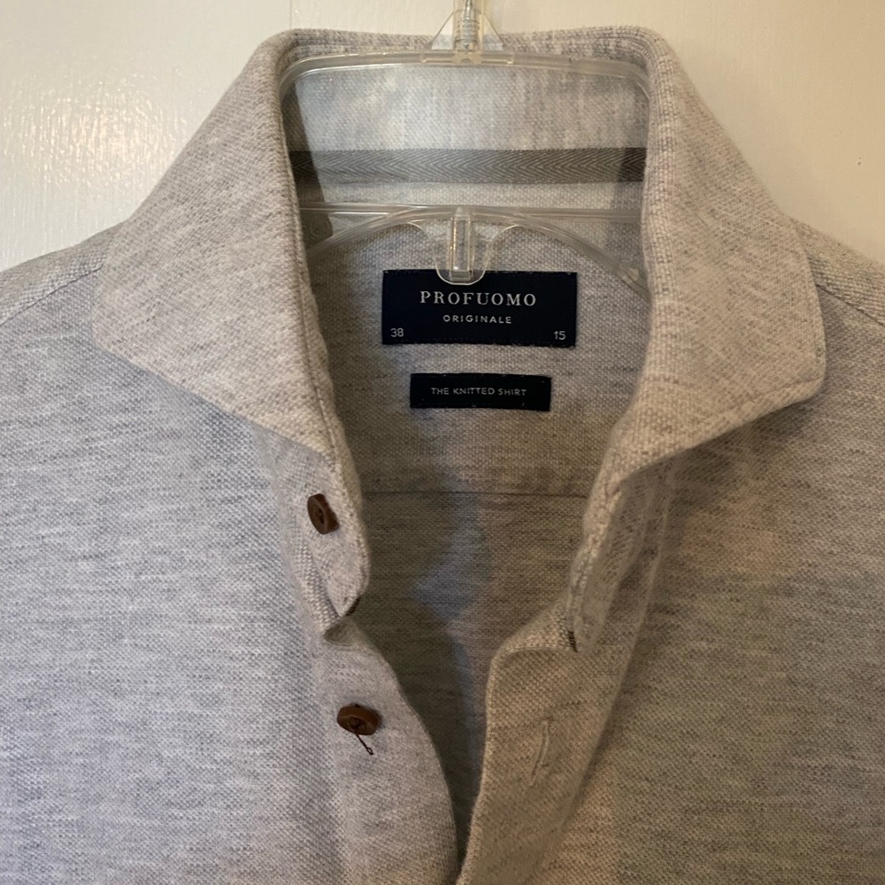 Profuomo Spread Collar Button Down Polo Shirt